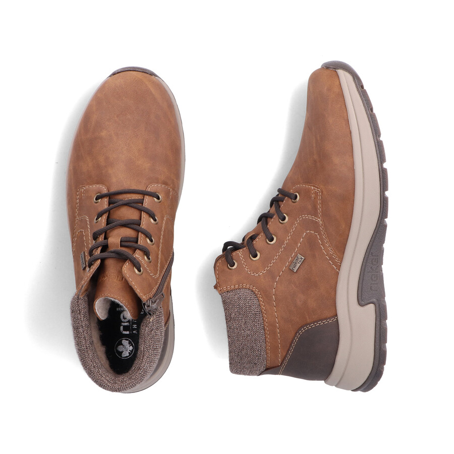 botas marrones con cremallera para hombre rieker 11030-25
