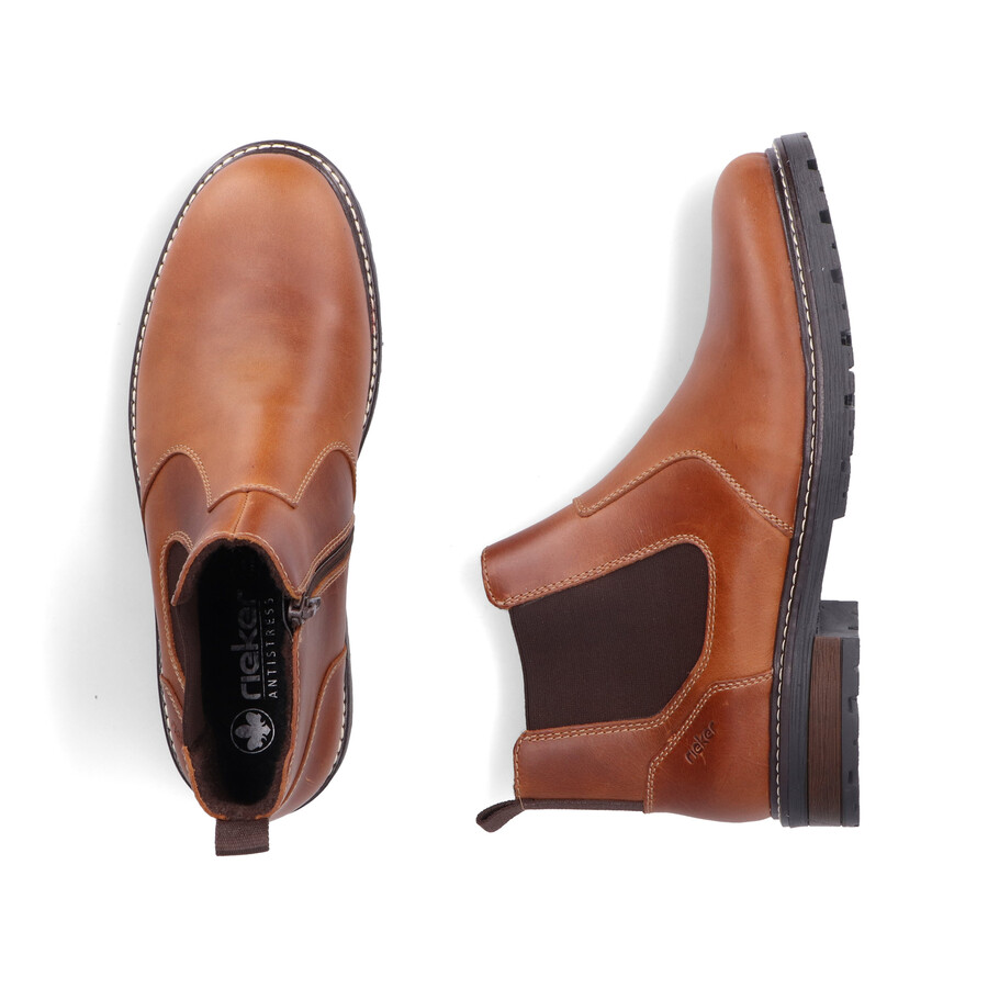 botas marrones con cremallera para hombre rieker 32052-24