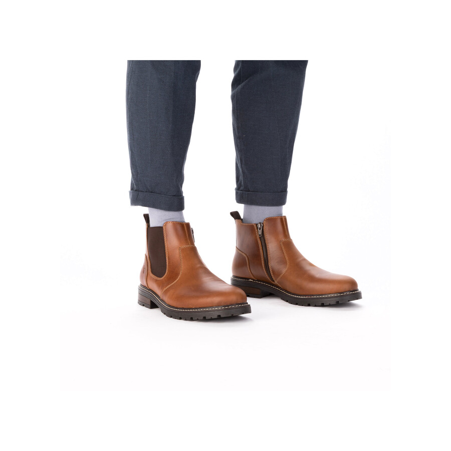 botas marrones con cremallera para hombre rieker 32052-24
