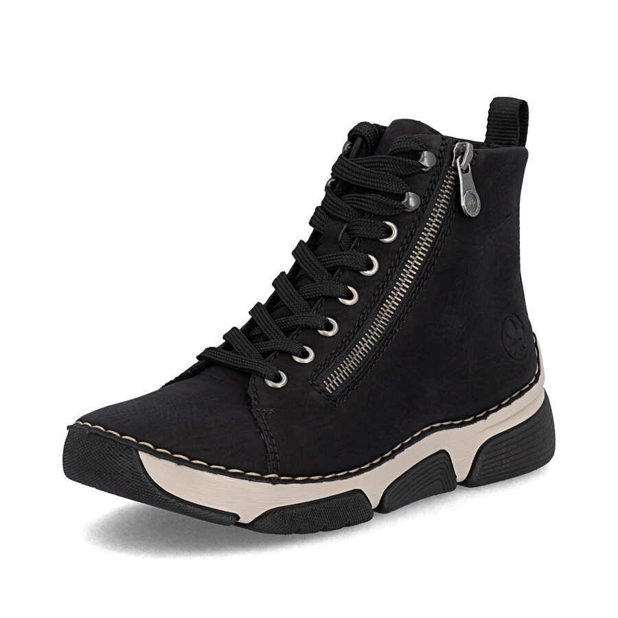 botas negras con cremallera para mujer rieker 45920-01