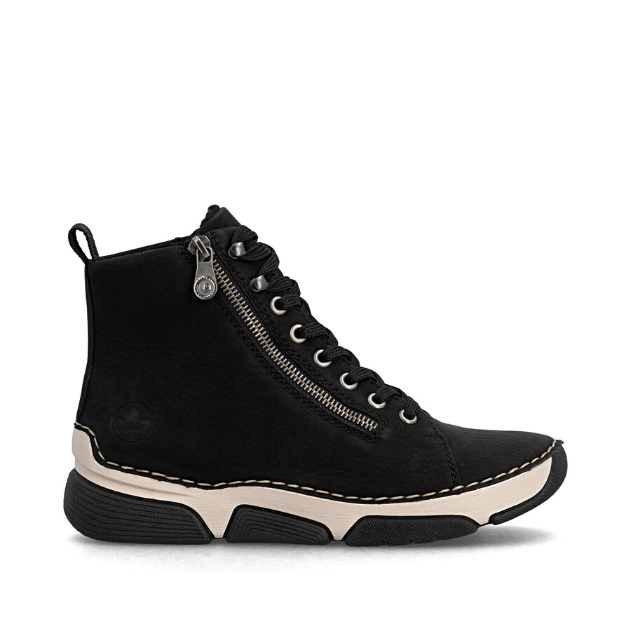 botas negras con cremallera para mujer rieker 45920-01