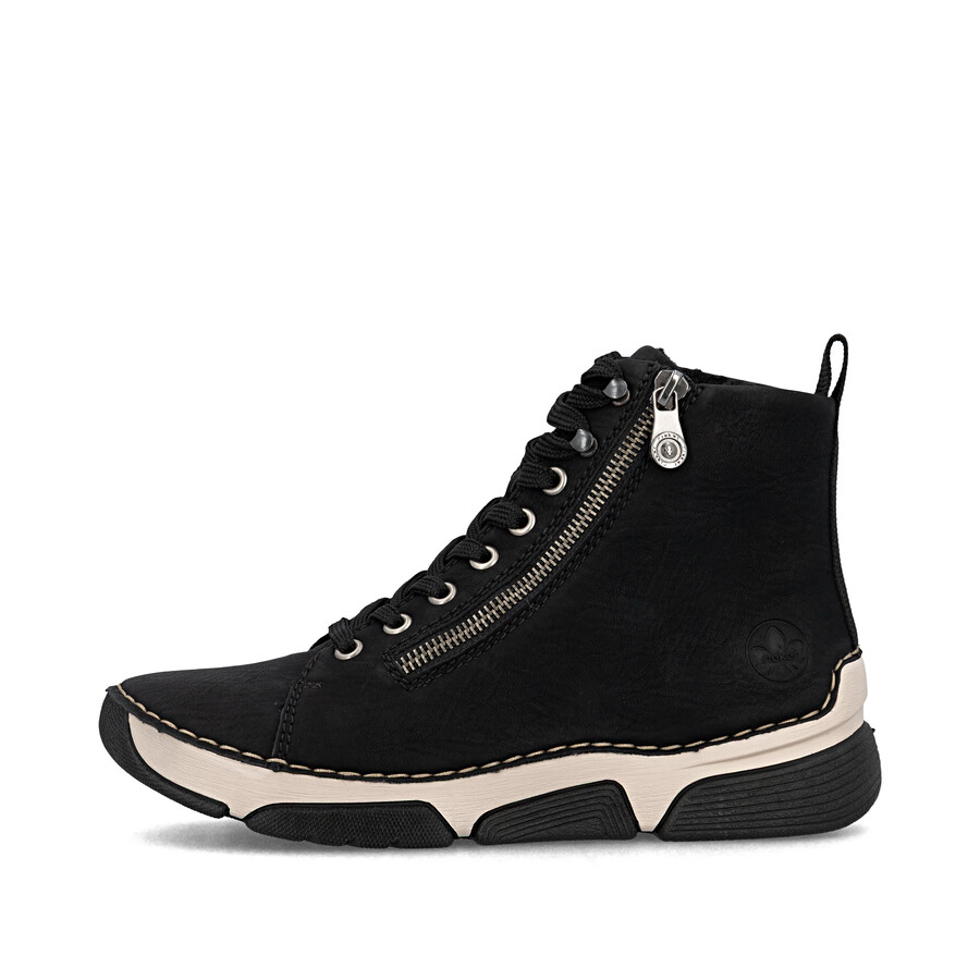 botas negras con cremallera para mujer rieker 45920-01