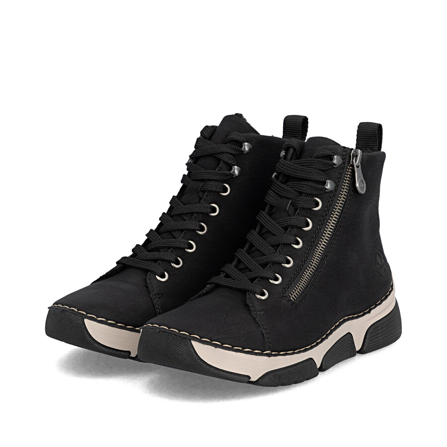 botas negras con cremallera para mujer rieker 45920-01