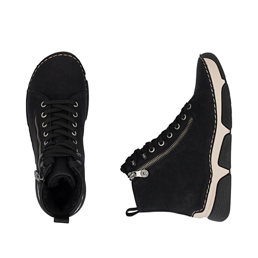 botas negras con cremallera para mujer rieker 45920-01