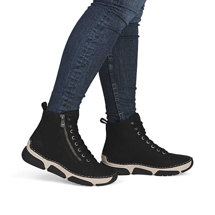 botas negras con cremallera para mujer rieker 45920-01