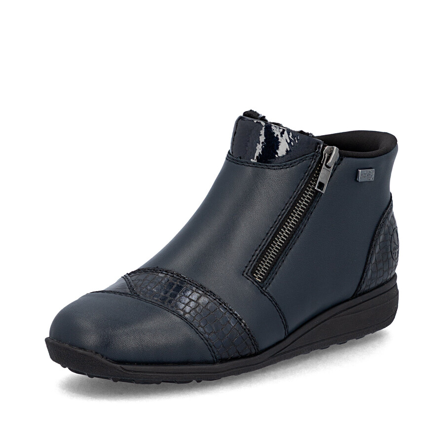 botas azules con cremallera para mujer rieker 47254-14