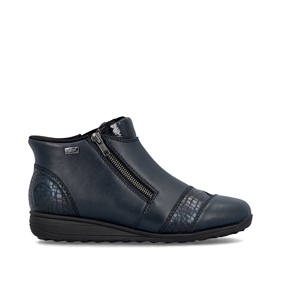 botas azules con cremallera para mujer rieker 47254-14