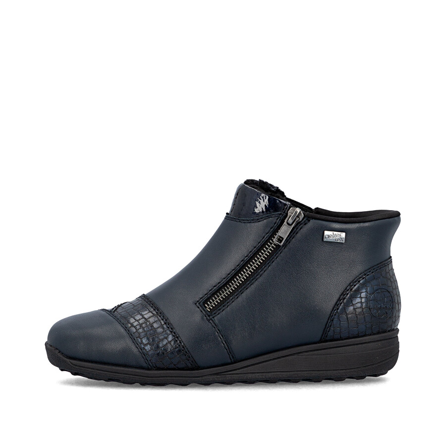 botas azules con cremallera para mujer rieker 47254-14