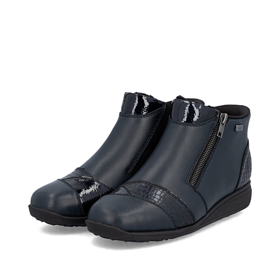 botas azules con cremallera para mujer rieker 47254-14