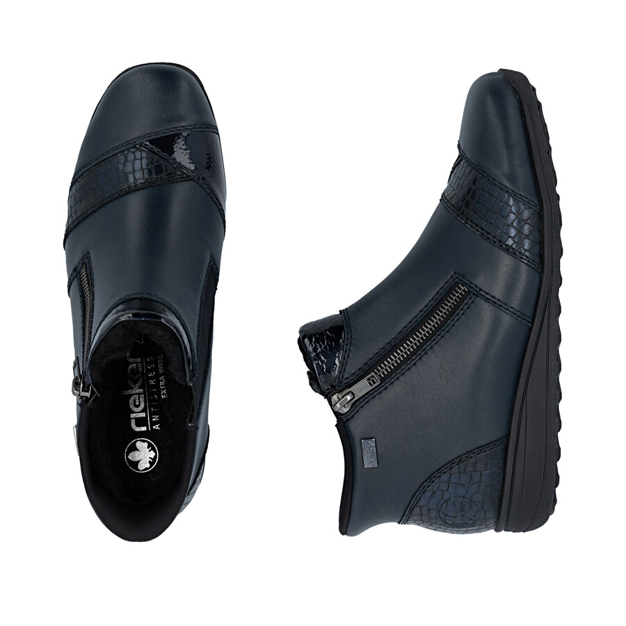 botas azules con cremallera para mujer rieker 47254-14