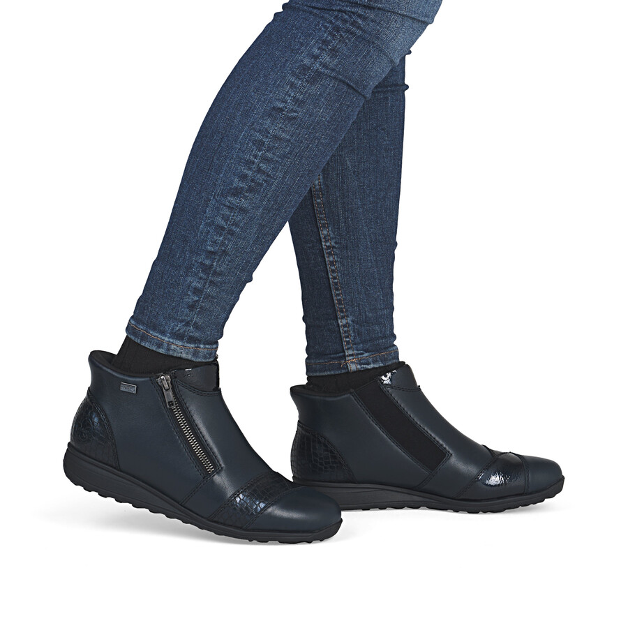 botas azules con cremallera para mujer rieker 47254-14