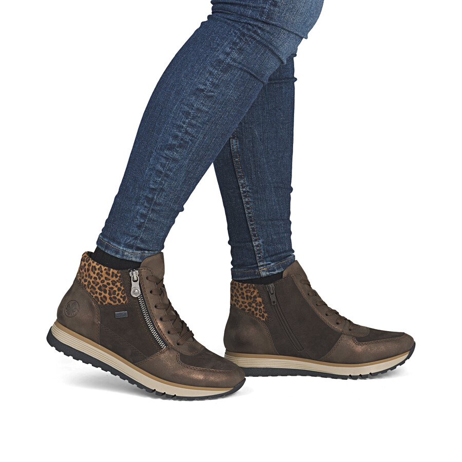 botas marrones con cremallera para mujer rieker 49040-24