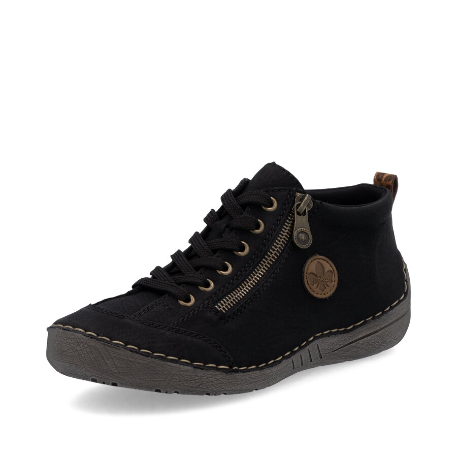 botas negras con cremallera para mujer rieker 52514-00