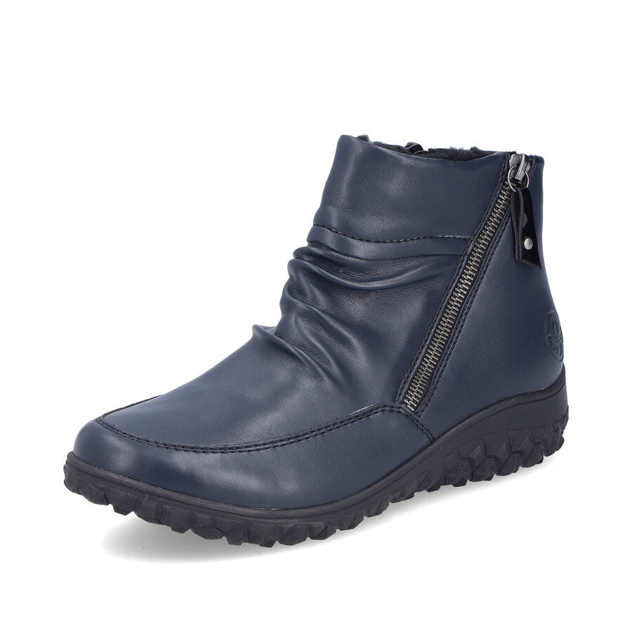 botas azules con cremallera para mujer rieker 59585-14