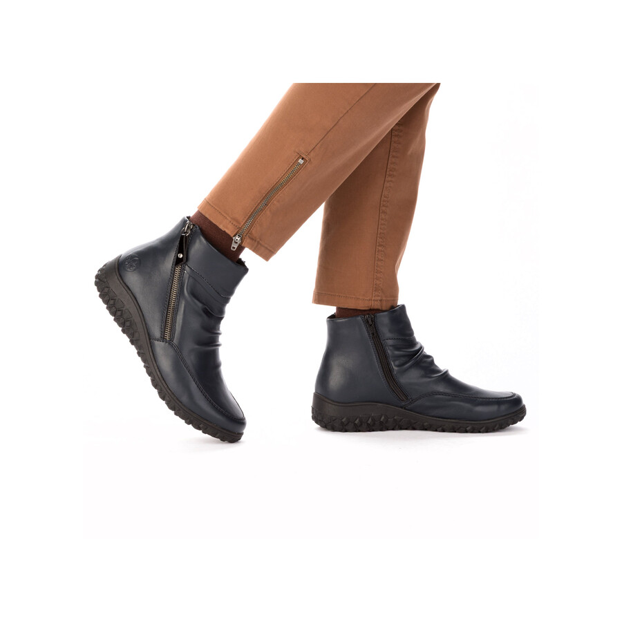 botas azules con cremallera para mujer rieker 59585-14