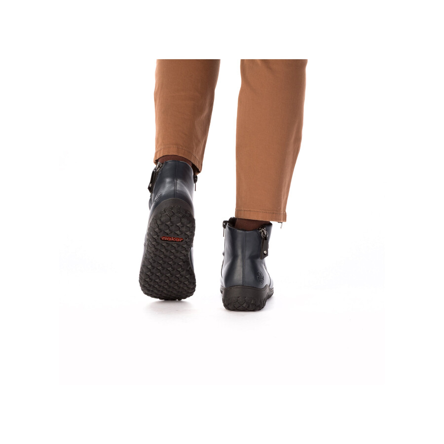 botas azules con cremallera para mujer rieker 59585-14