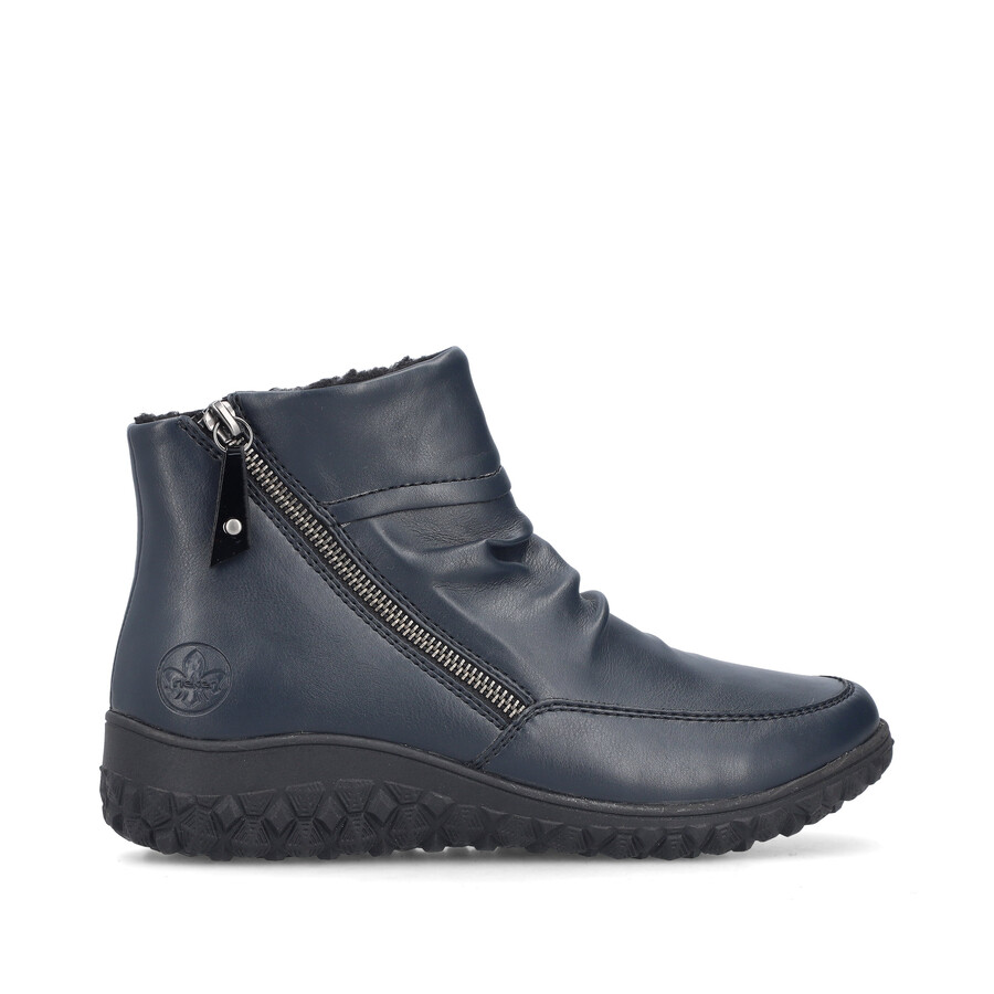 botas azules con cremallera para mujer rieker 59585-14