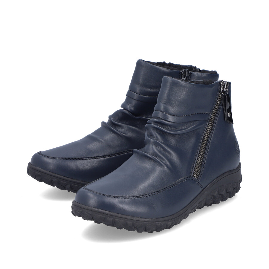 botas azules con cremallera para mujer rieker 59585-14