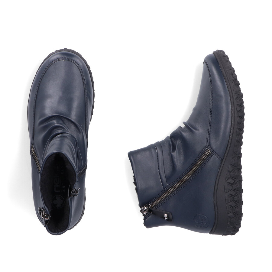 botas azules con cremallera para mujer rieker 59585-14