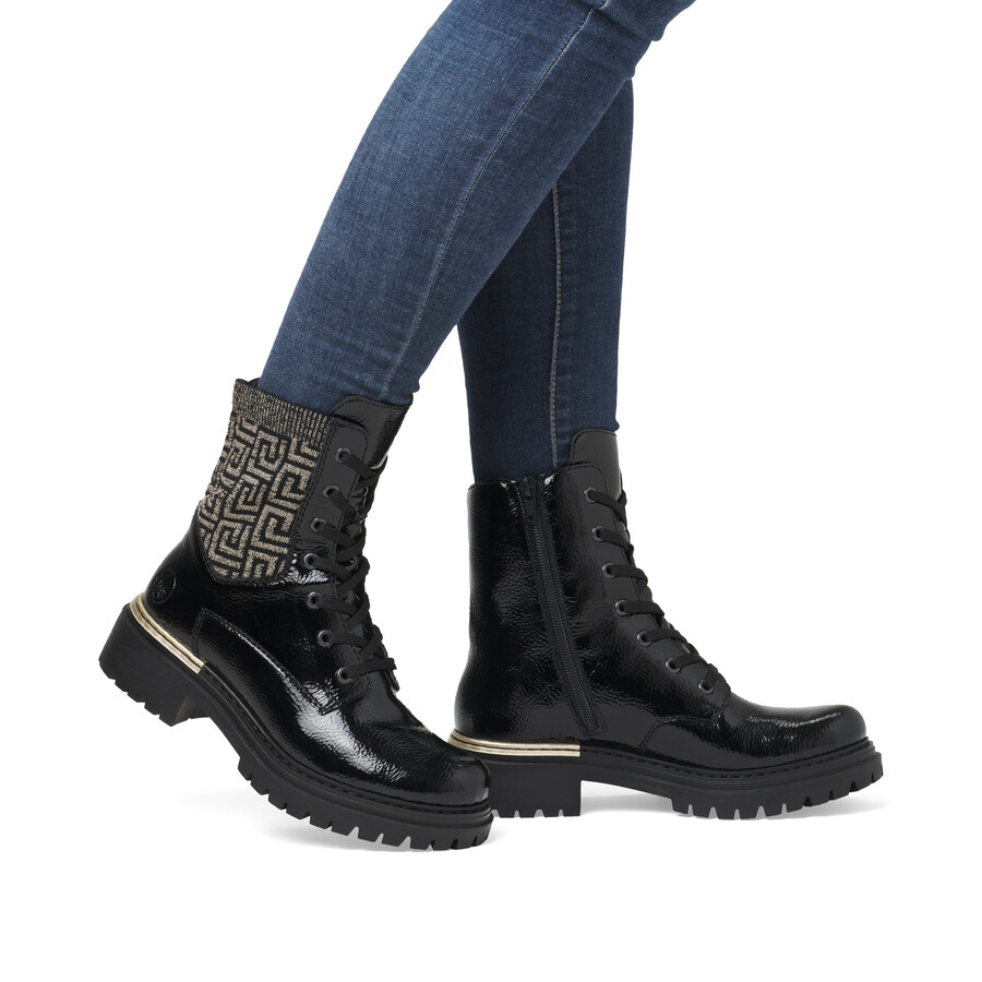 botas negras con cremallera para mujer rieker 72607-00