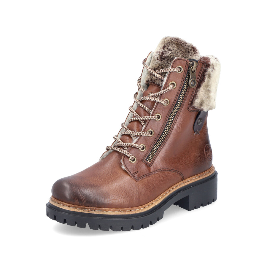 botas marrones con cremallera para mujer rieker 72608-24