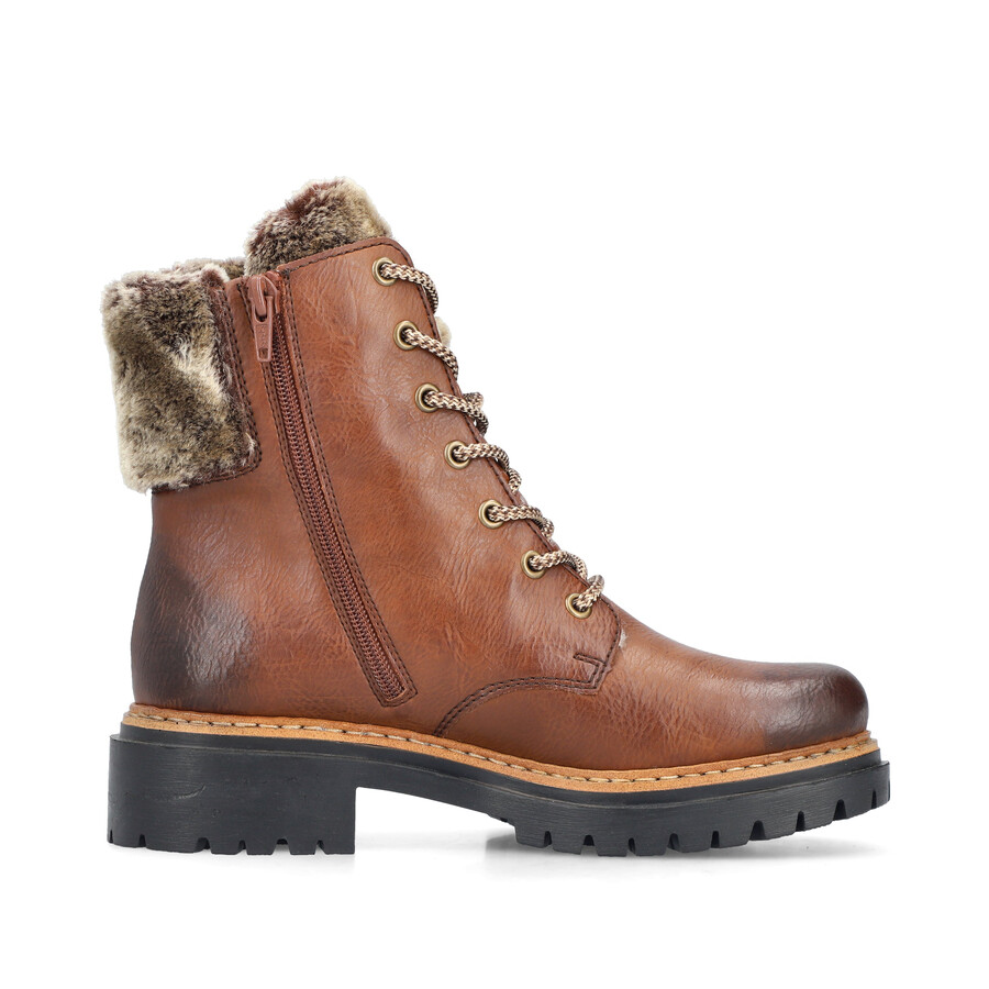 botas marrones con cremallera para mujer rieker 72608-24