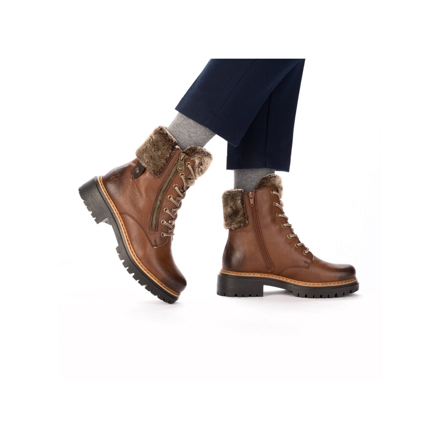 botas marrones con cremallera para mujer rieker 72608-24
