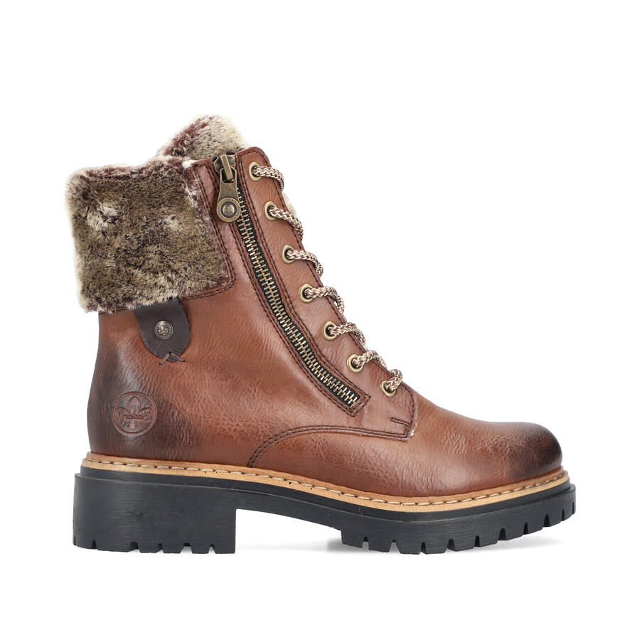 botas marrones con cremallera para mujer rieker 72608-24