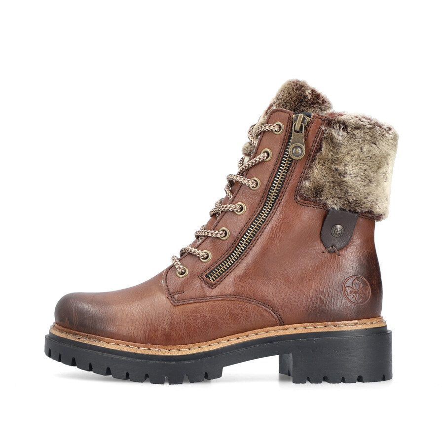 botas marrones con cremallera para mujer rieker 72608-24