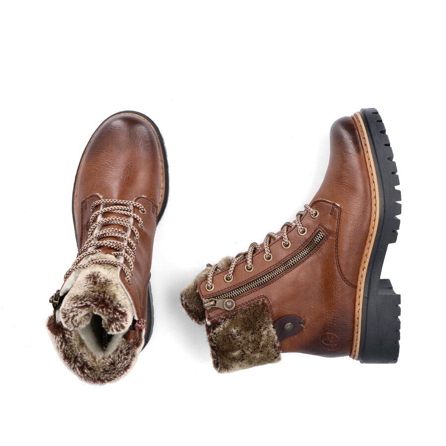 botas marrones con cremallera para mujer rieker 72608-24