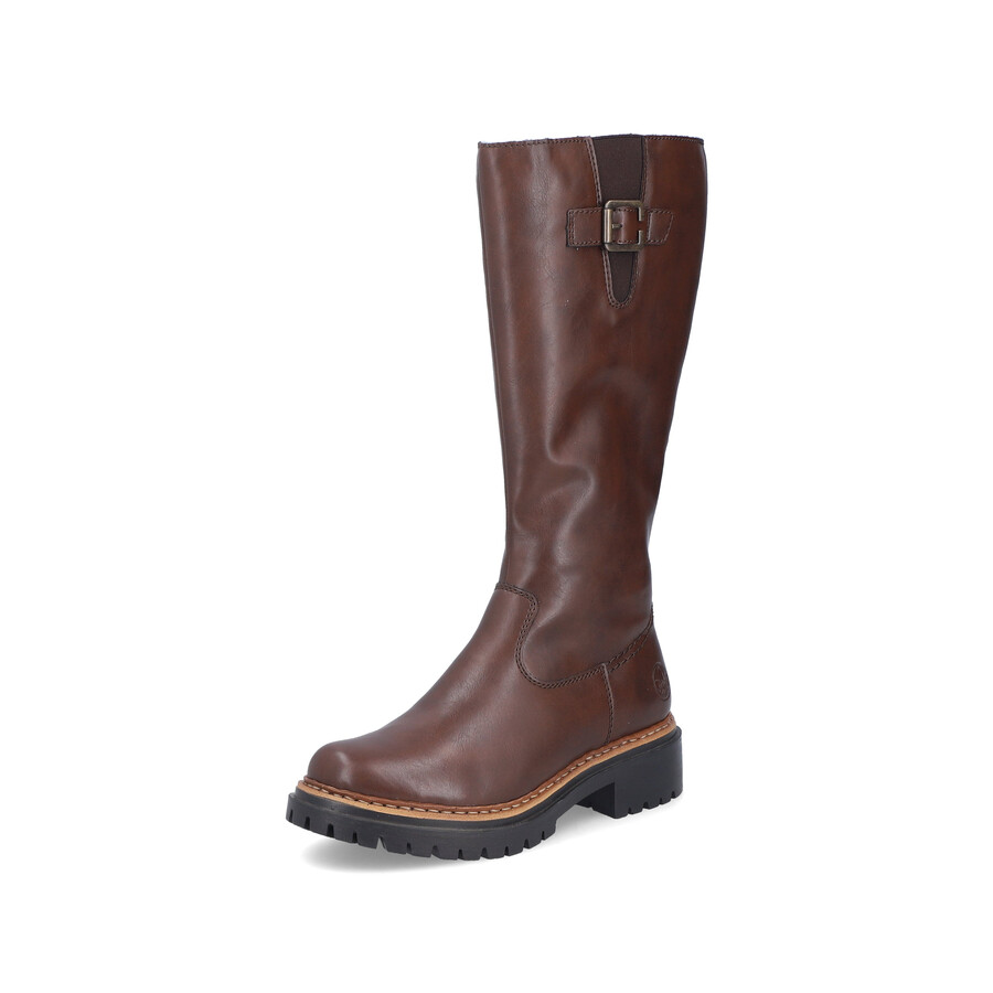 botas marrones con cremallera para mujer rieker 72694-25