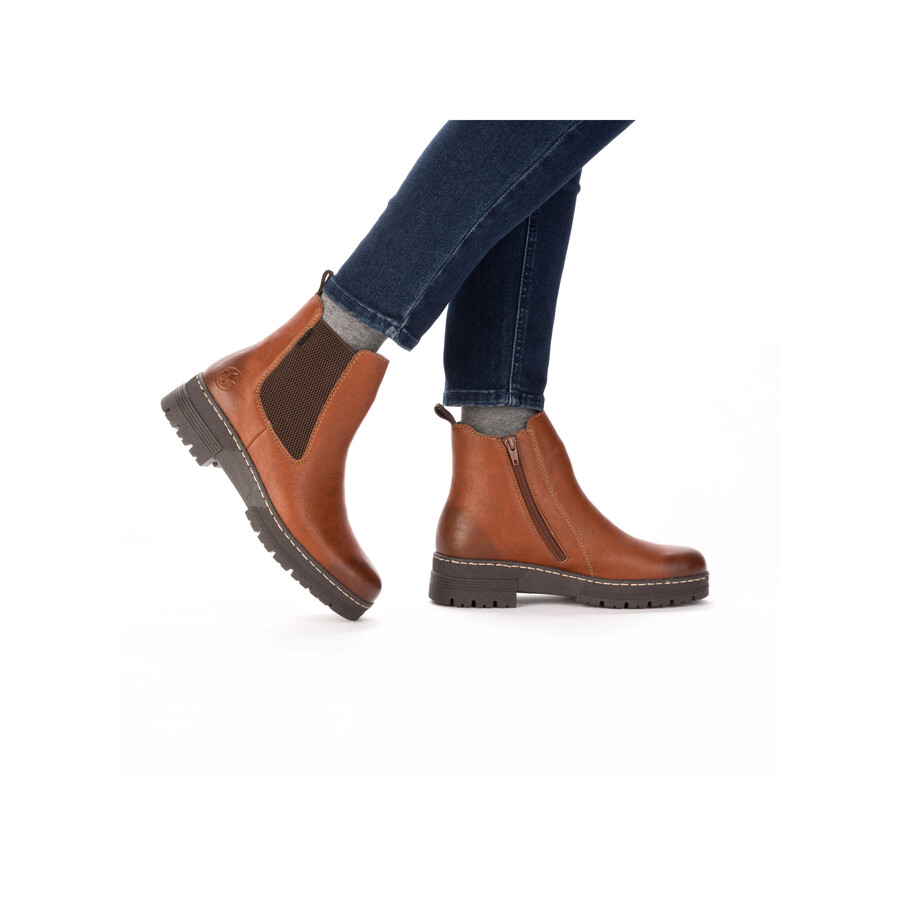 botas marrones con cremallera para mujer rieker 73892-24