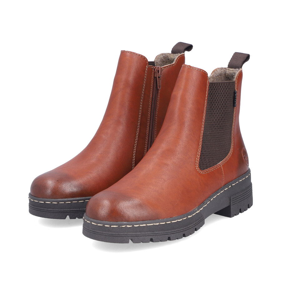 botas marrones con cremallera para mujer rieker 73892-24