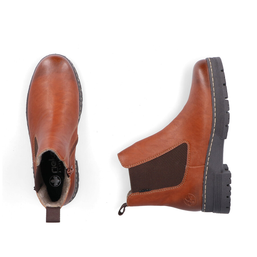 botas marrones con cremallera para mujer rieker 73892-24