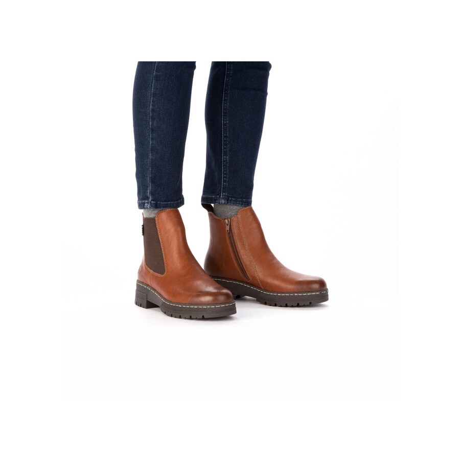 botas marrones con cremallera para mujer rieker 73892-24
