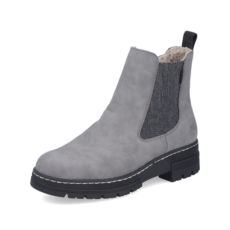 botas grises con cremallera para mujer rieker 73892-42