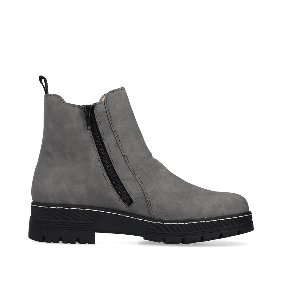 botas grises con cremallera para mujer rieker 73892-42