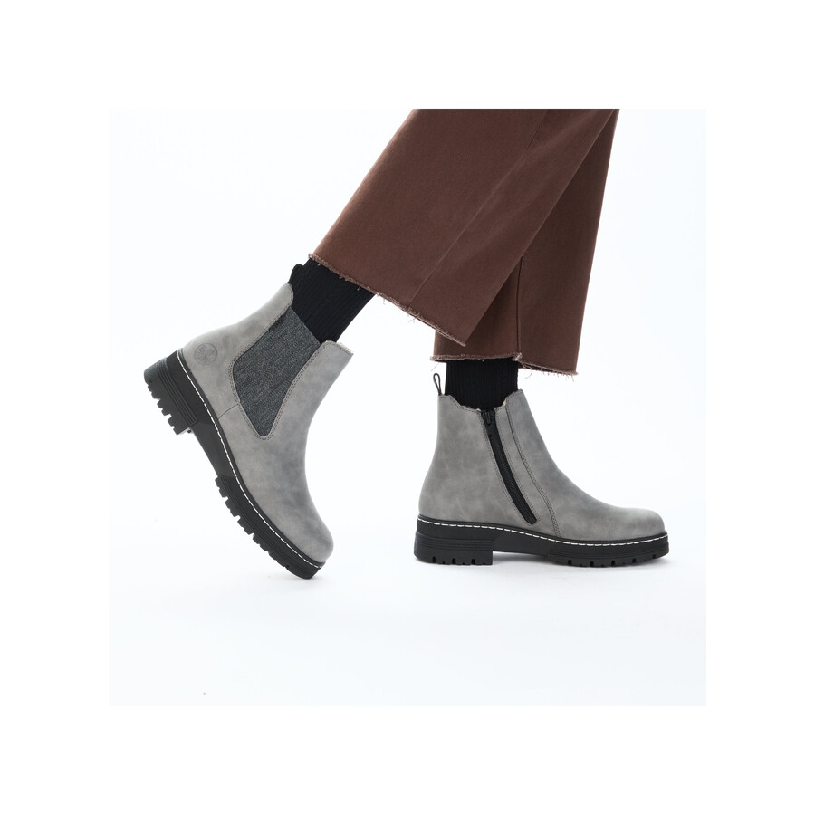 botas grises con cremallera para mujer rieker 73892-42
