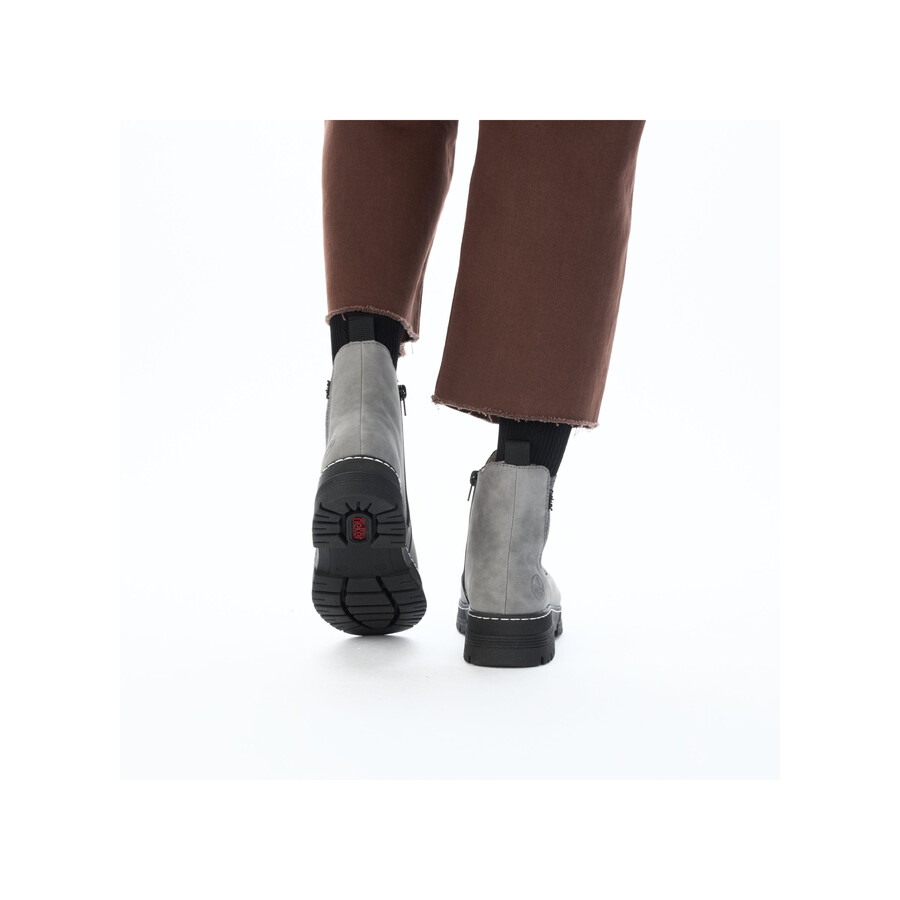 botas grises con cremallera para mujer rieker 73892-42