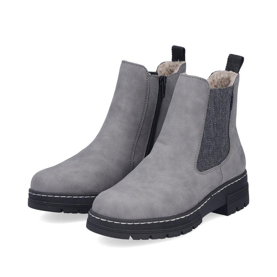 botas grises con cremallera para mujer rieker 73892-42