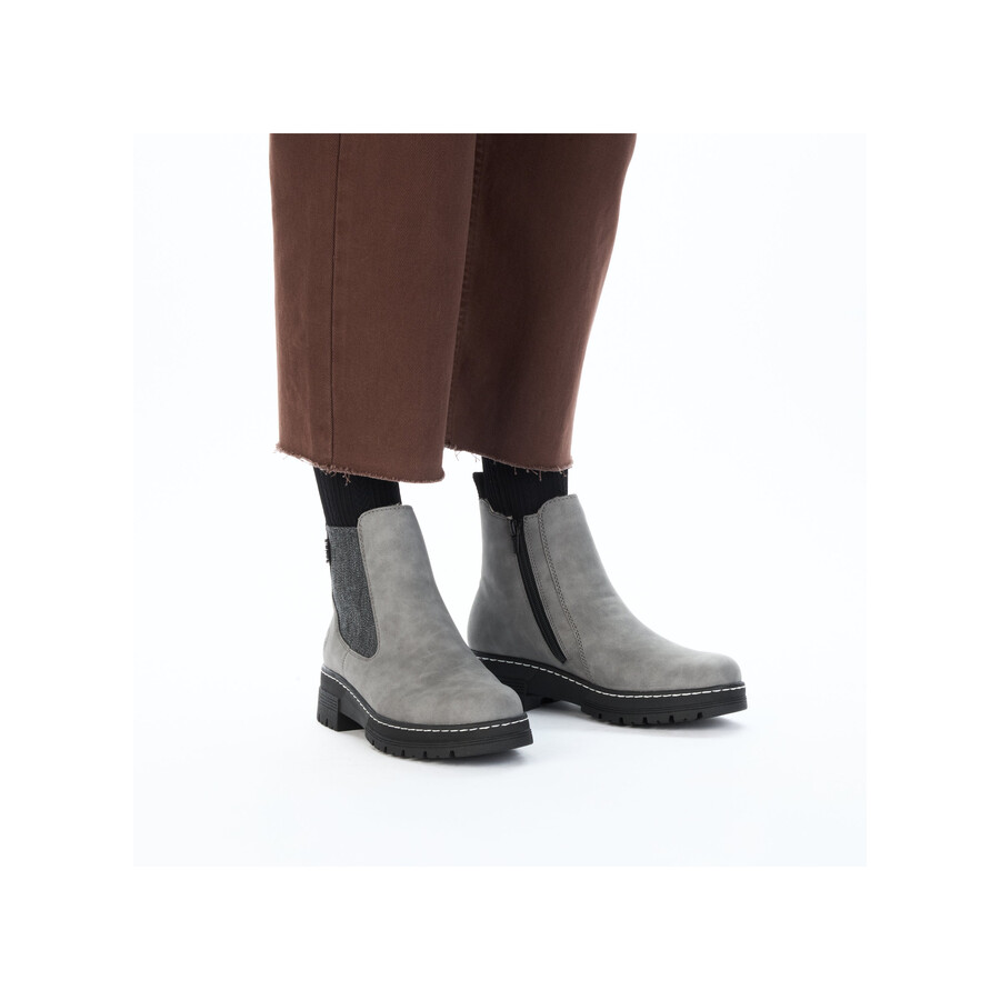 botas grises con cremallera para mujer rieker 73892-42