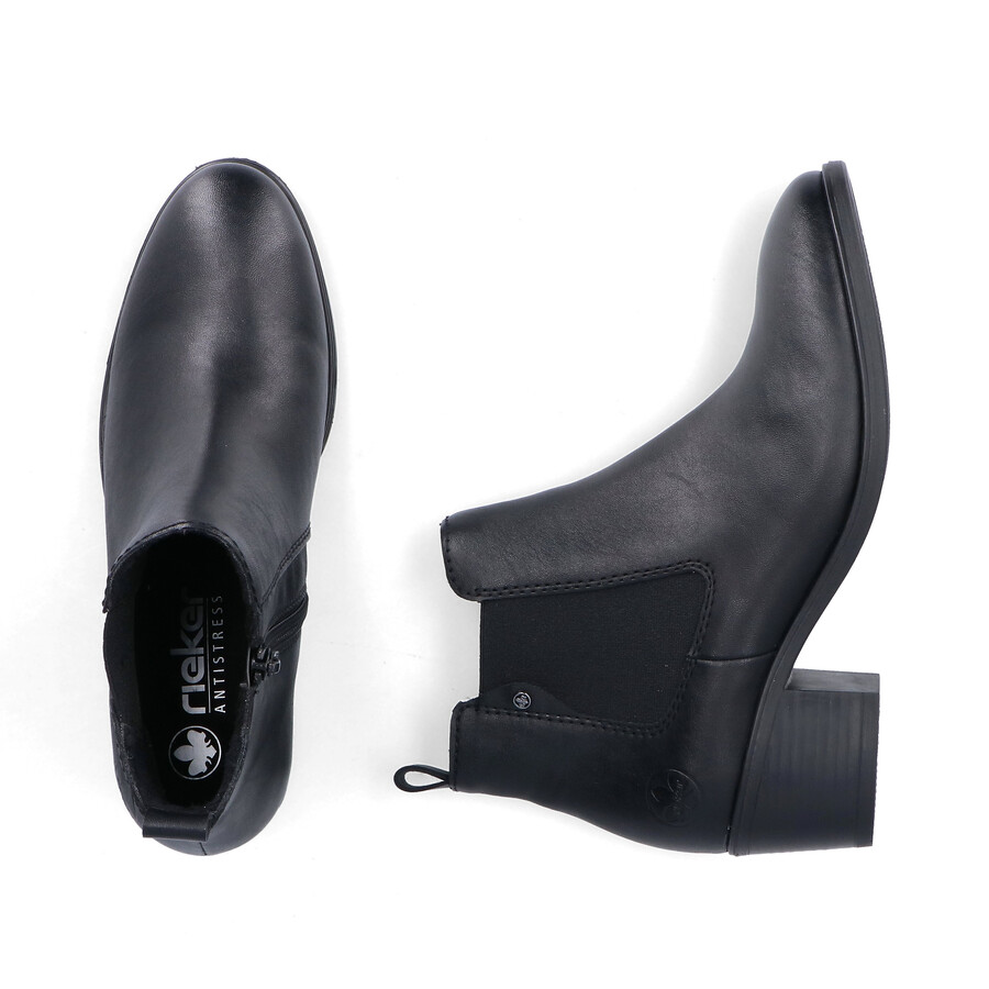 botas negras con cremallera para mujer rieker 73971-00