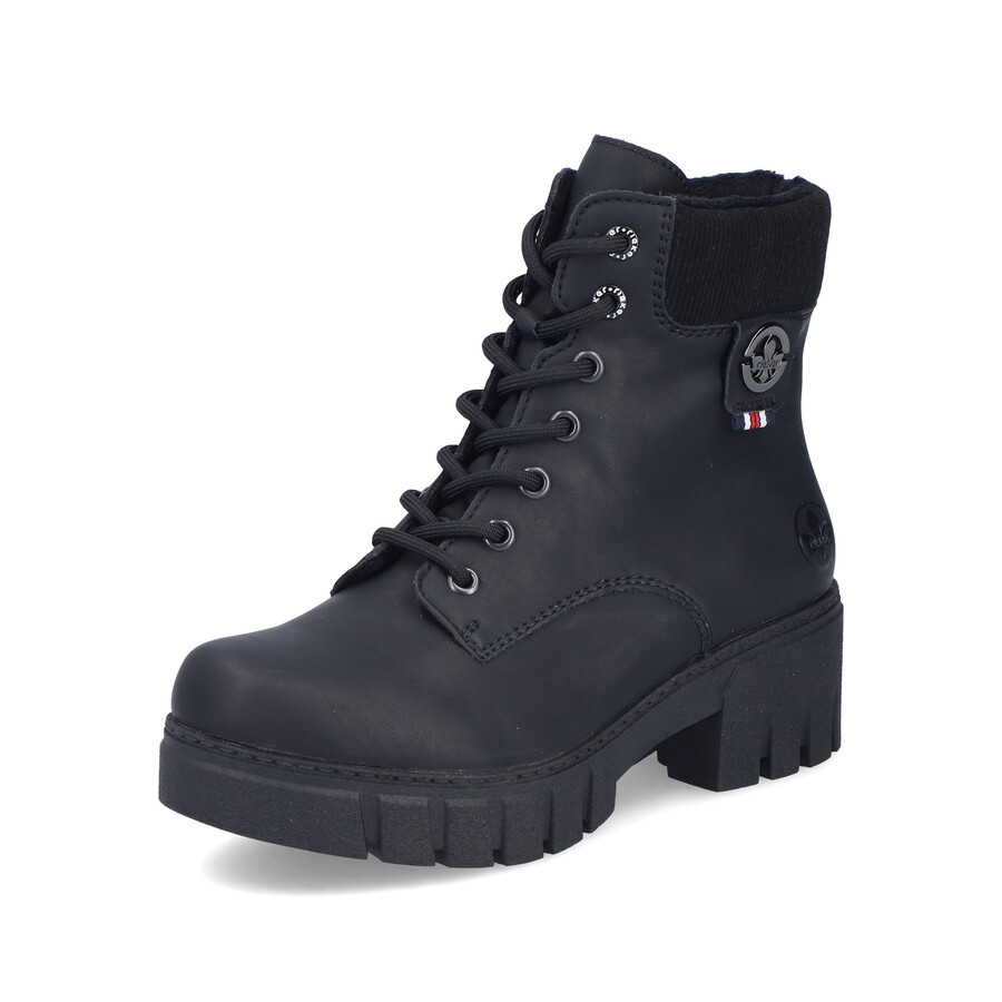 botas negras con cremallera para mujer rieker 74532-00