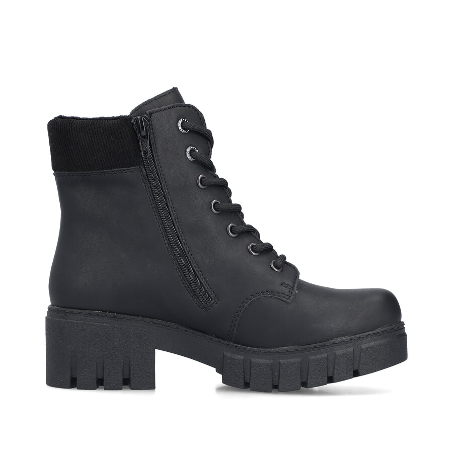 botas negras con cremallera para mujer rieker 74532-00