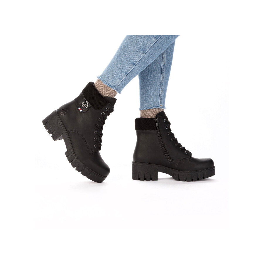 botas negras con cremallera para mujer rieker 74532-00