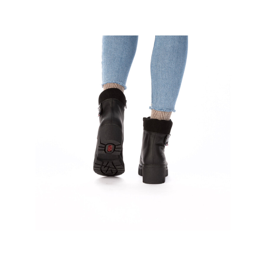 botas negras con cremallera para mujer rieker 74532-00