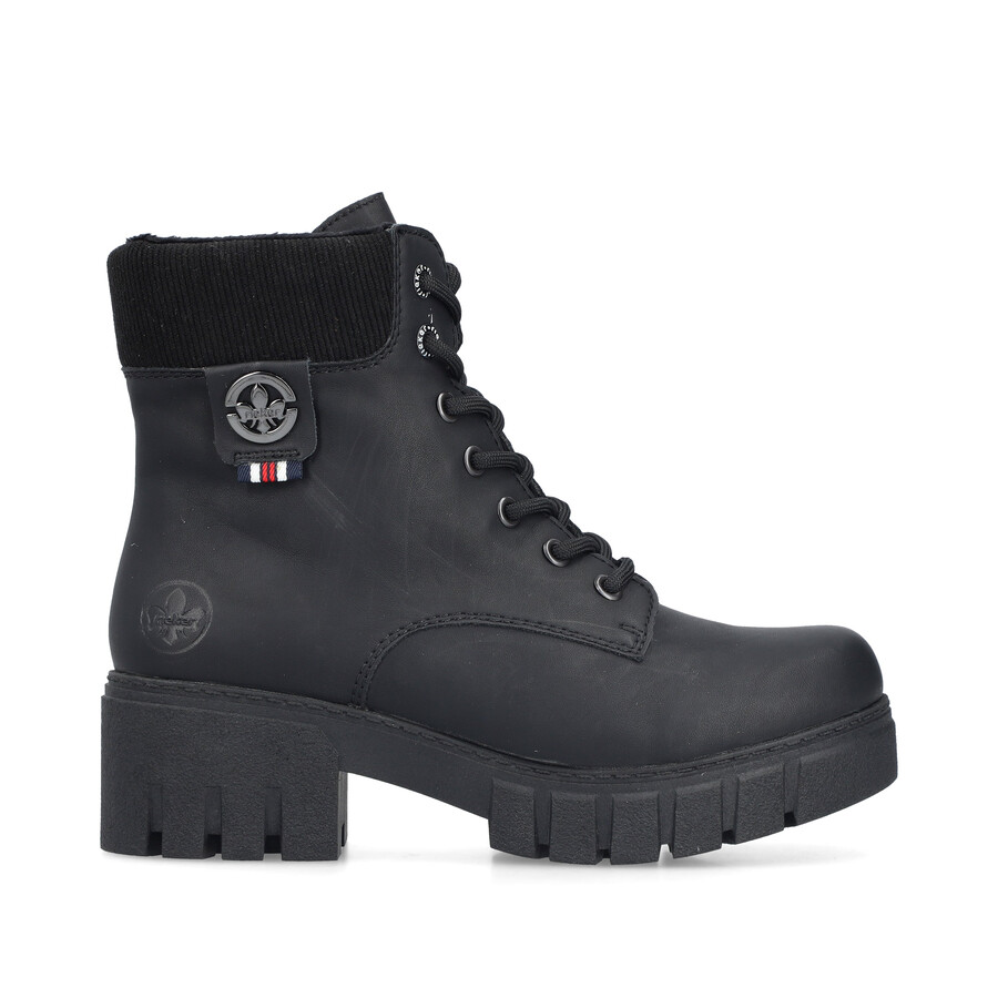 botas negras con cremallera para mujer rieker 74532-00