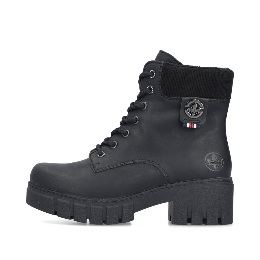 botas negras con cremallera para mujer rieker 74532-00