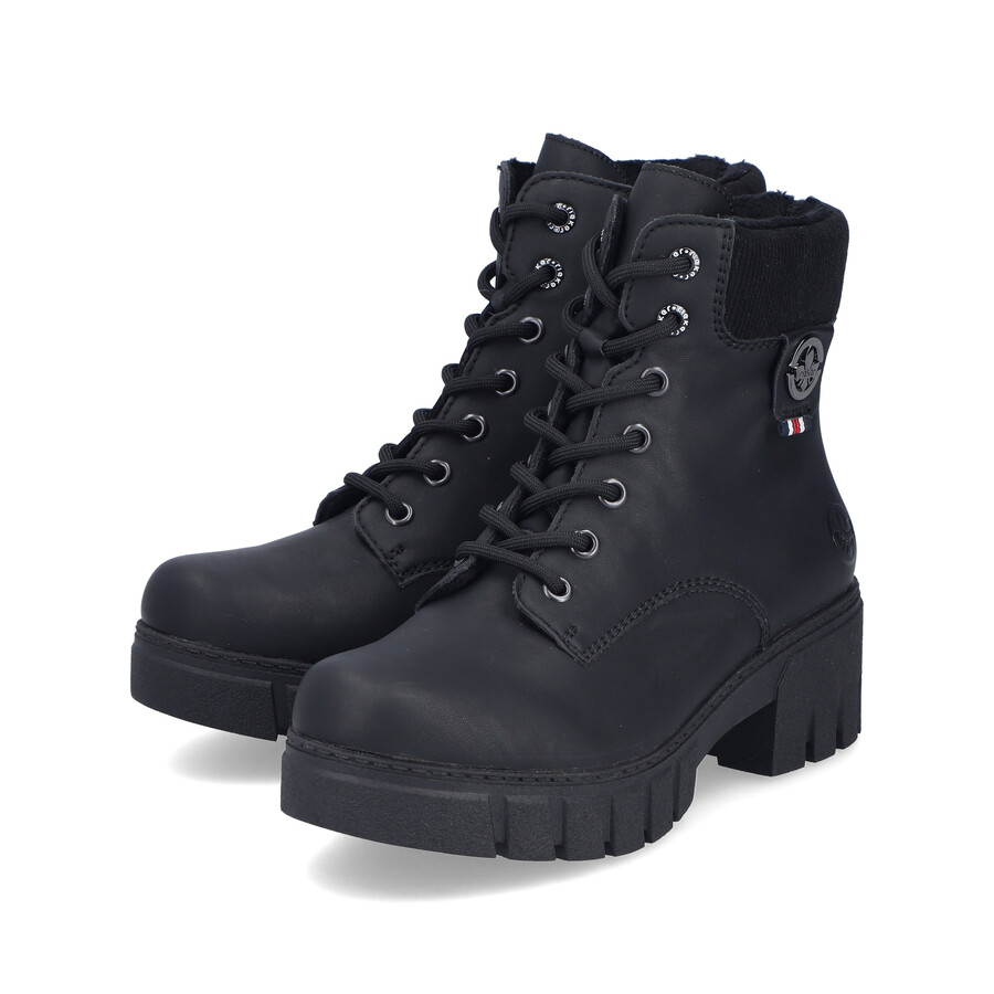 botas negras con cremallera para mujer rieker 74532-00