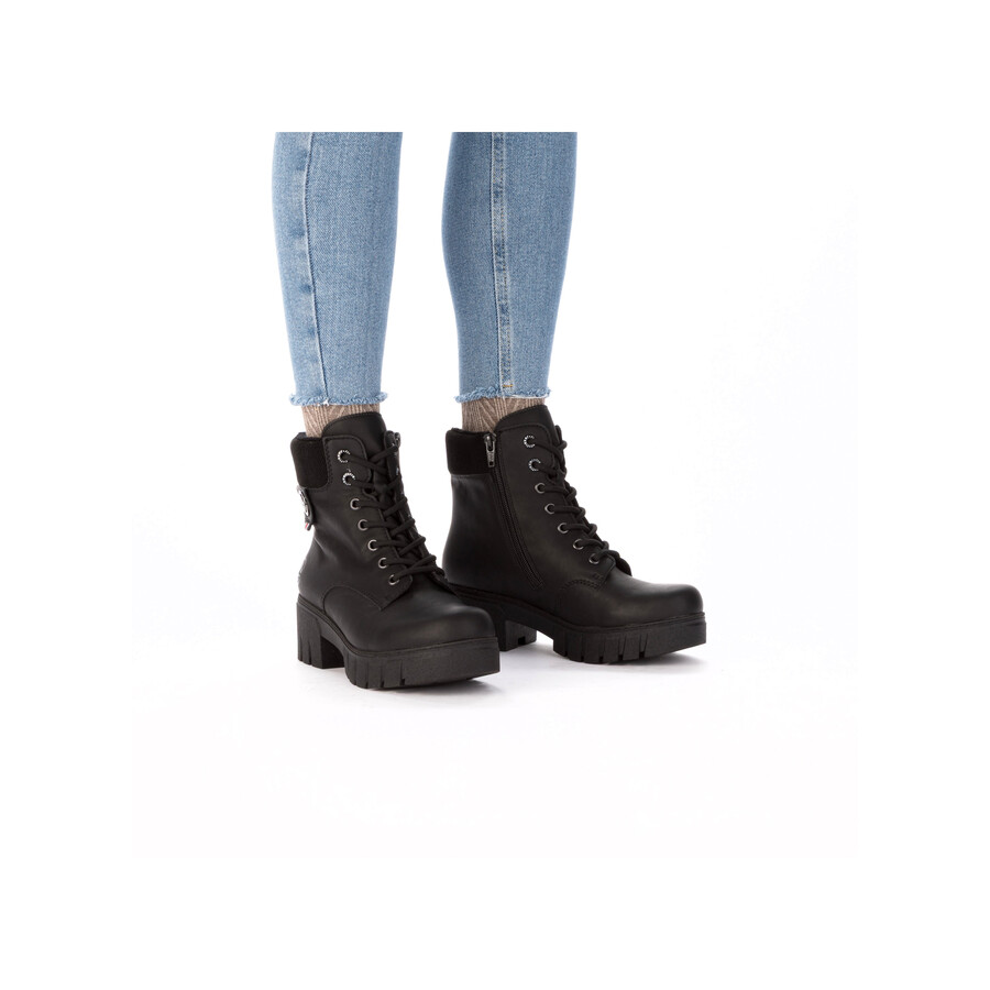 botas negras con cremallera para mujer rieker 74532-00
